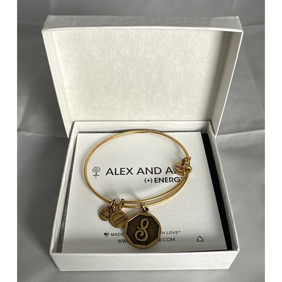 New Alex and Ani Initial S Rafaelian Gold Expandable Bangle Bracelet $28 - Picture 1 of 3